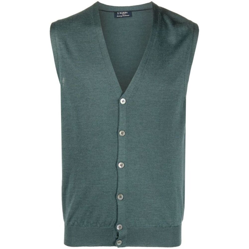 Barba Men Petrol Green Wool Vest
